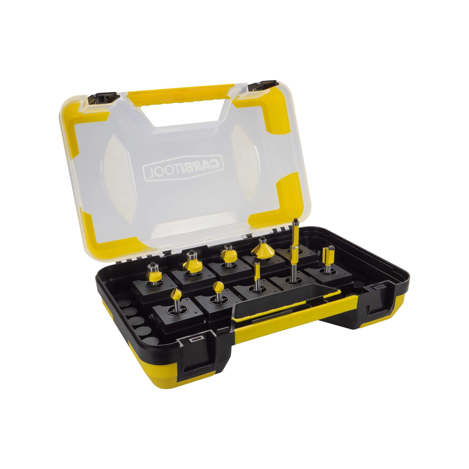 Carbitool 1/4" Shank TCT Router Bit Set, 10 Piece with Expandable Case