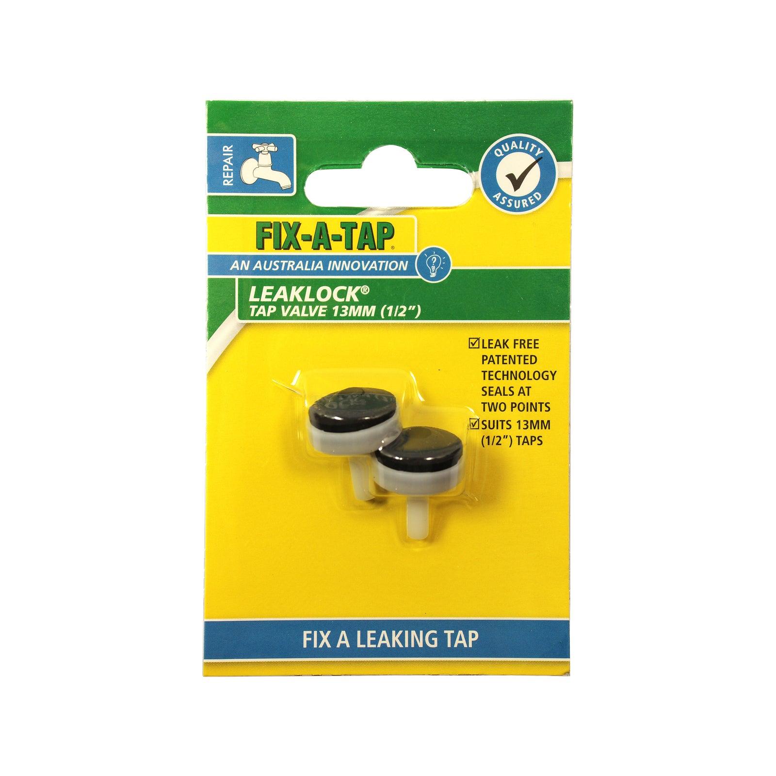 FIX-A-TAP 13mm 1/2" Leaklock Tap Valve 2 Pack - Nylon, Leak-Free Seal