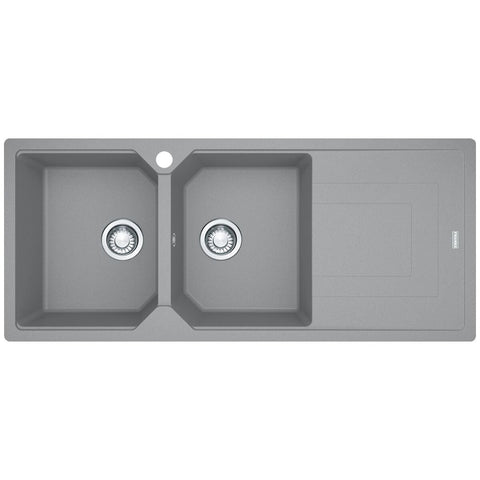 Franke Urban Double Bowl Sink - Grey Fragranite, Right Hand Drainer, Top or Flush Mount - UBG621SGRHD