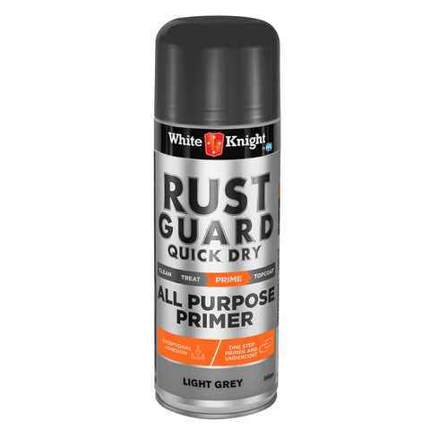 White Knight Rust Guard All Purpose Primer 300g - Light Grey Quick Dry Spray Paint