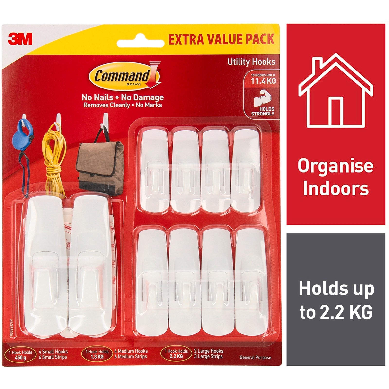 Command White Adhesive Mixed Hooks Value Pack - 10 Pack Damage-Free