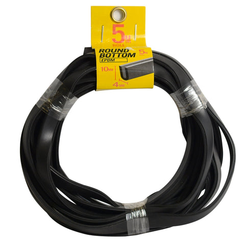 Moroday Round Bottom Rubber Strip, 4 x 10mm x 5m EPDM, Black