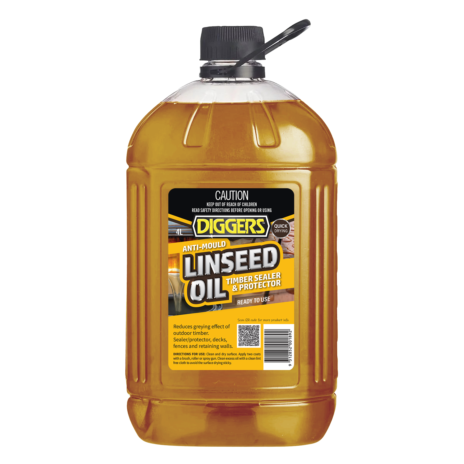 DIGGERS 4L Ready To Use Anti-Mould Linseed Timber Oil Brown Outdoor Decking