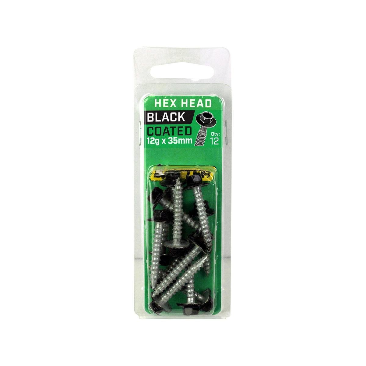 Otter 12 x 35mm Black Hex Head Screws - 12 Pack