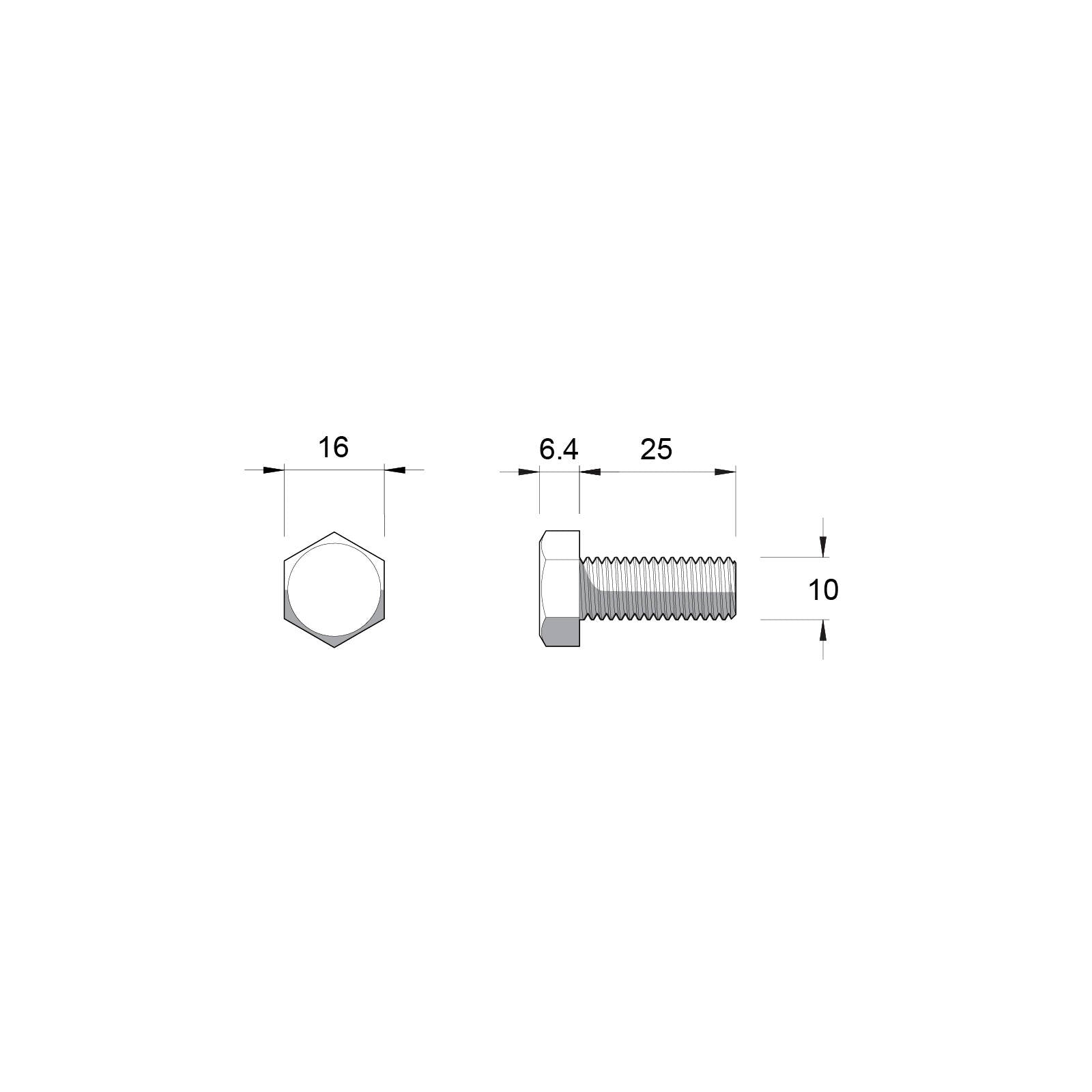 Zenith M10 x 25mm Hot Dip Galvanised Hex Head Bolts & Nuts, 4.6 Grade Steel - 25 Pack