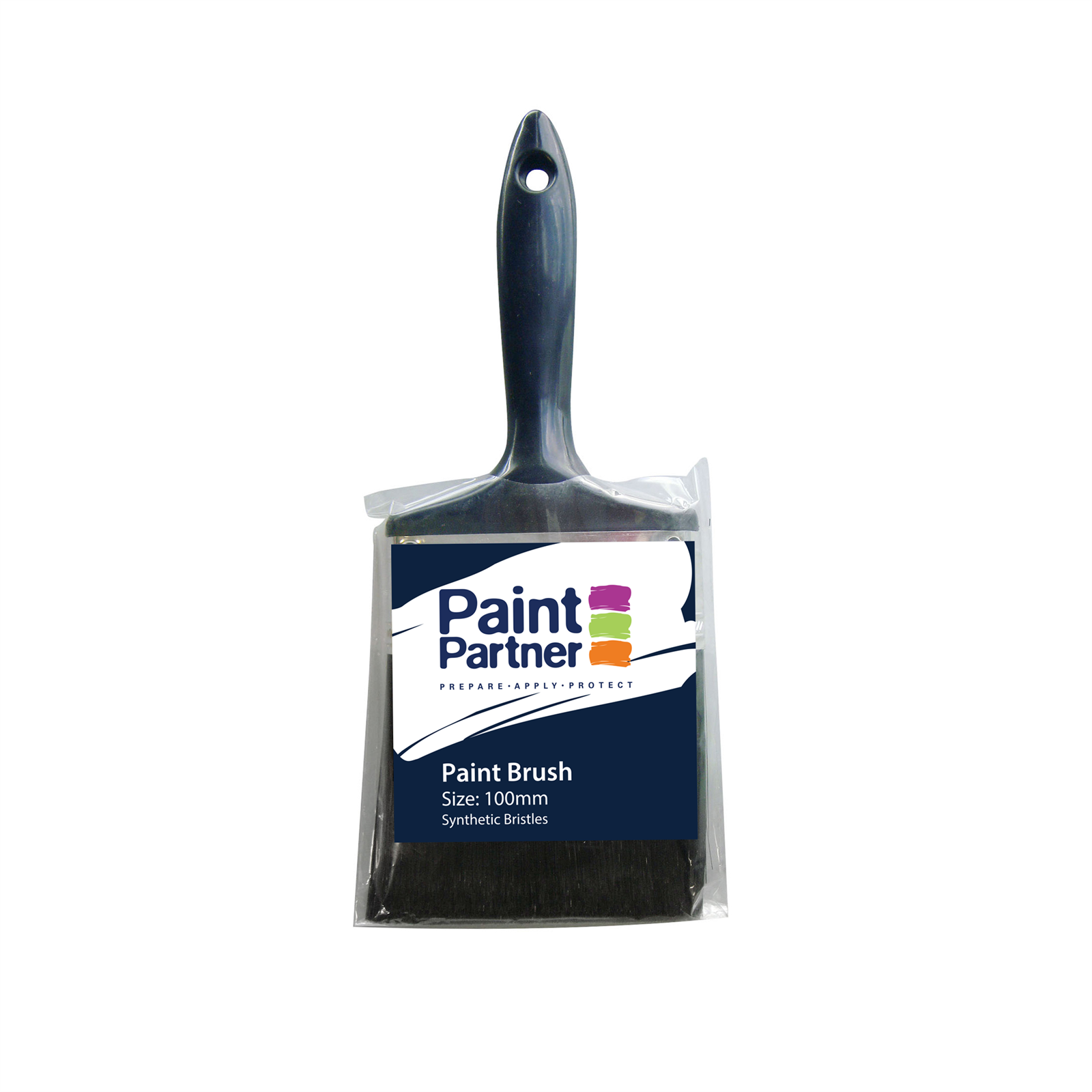 Paint Partner Synthetic Square Paint Brush 100mm - Tin Ferrule, Plastic Handle