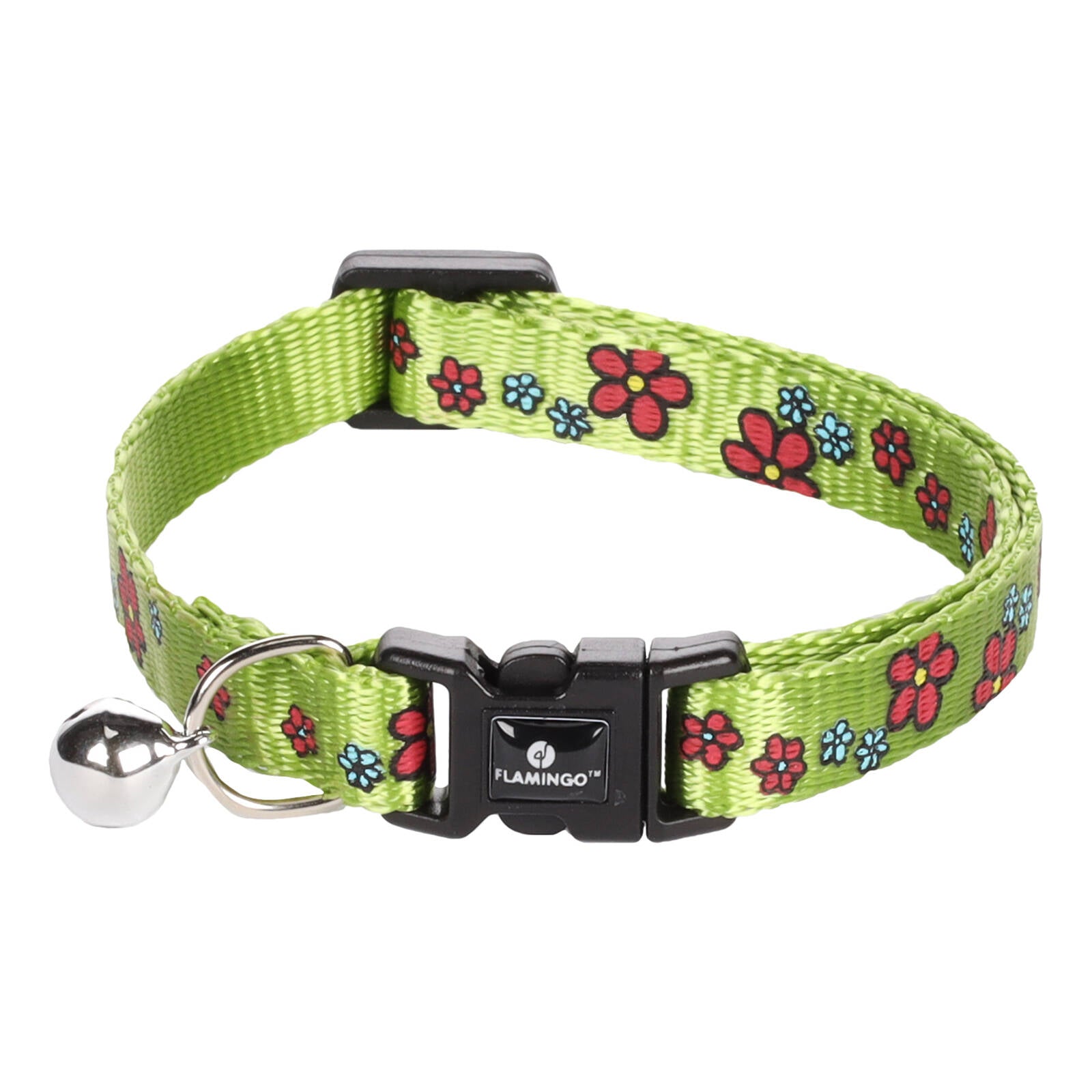 Flamingo Ziggi Adjustable Cat Collar 20-35cm, Flower Lilac Quick Release with Bell, Assorted Colours