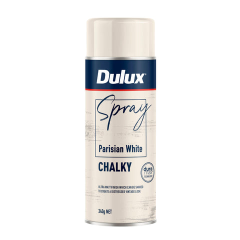 Dulux 340g Parisian White Chalky Spray Paint, Matte Finish for Furniture