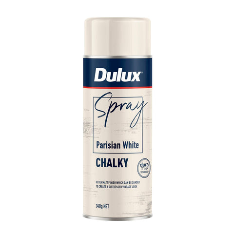 Dulux 340g Chalky Spray Paint - Parisian White - Fast Drying - Self-Priming - SuperSaverAU - view 1