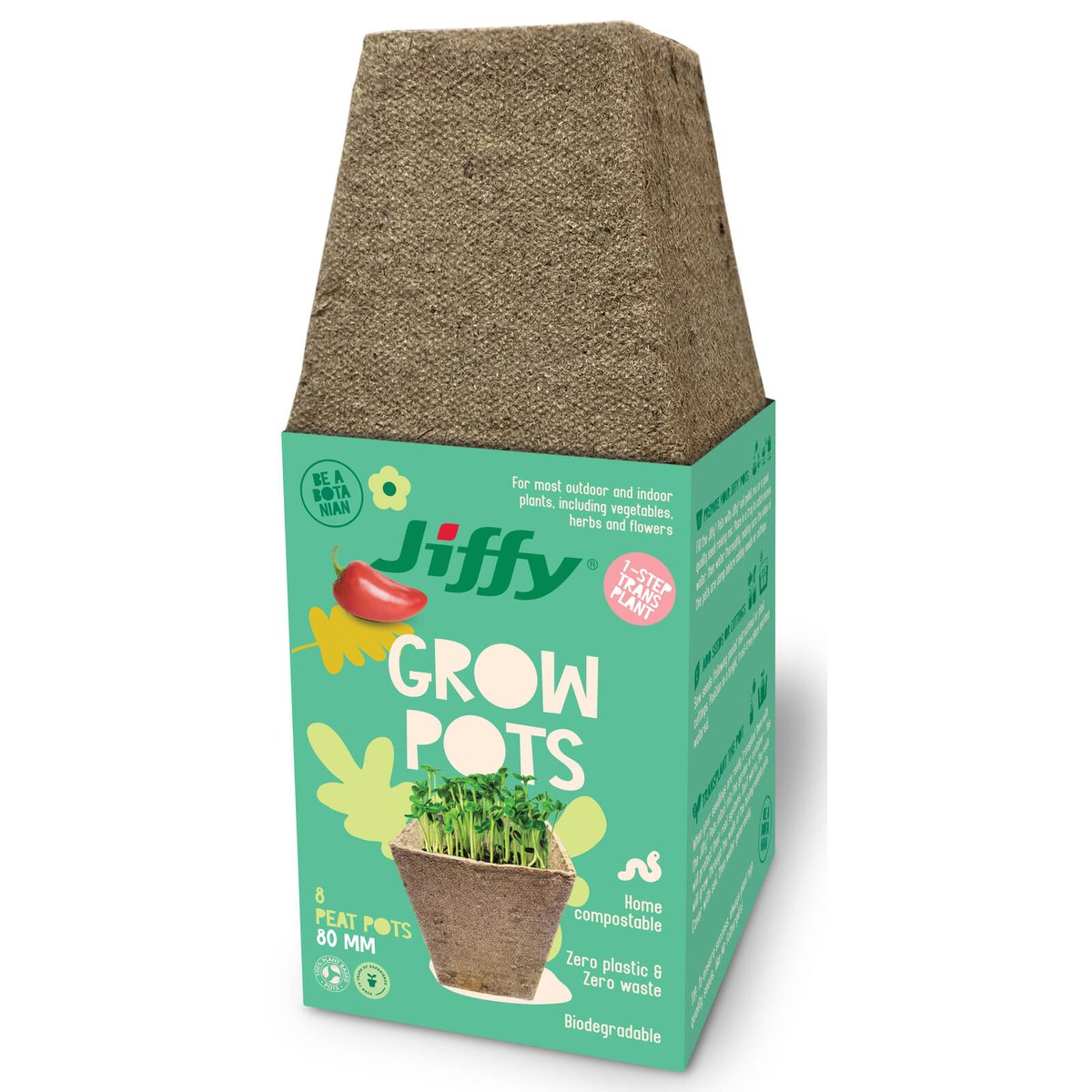 Mr Fothergill's 8cm Jiffy Square Peat Propagation Pots, 8 Pack