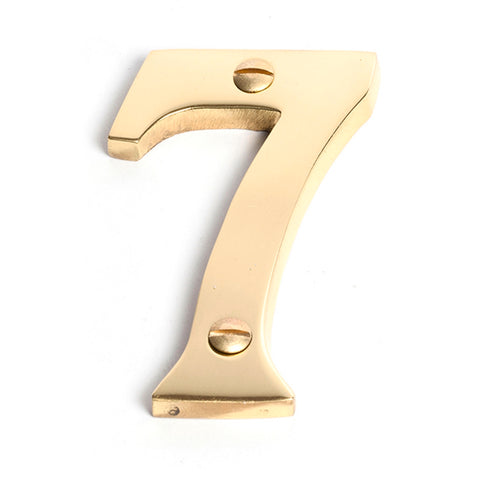 Sandleford 75mm Solid Brass House Number 7 - Weather Resistant, Fixings Included