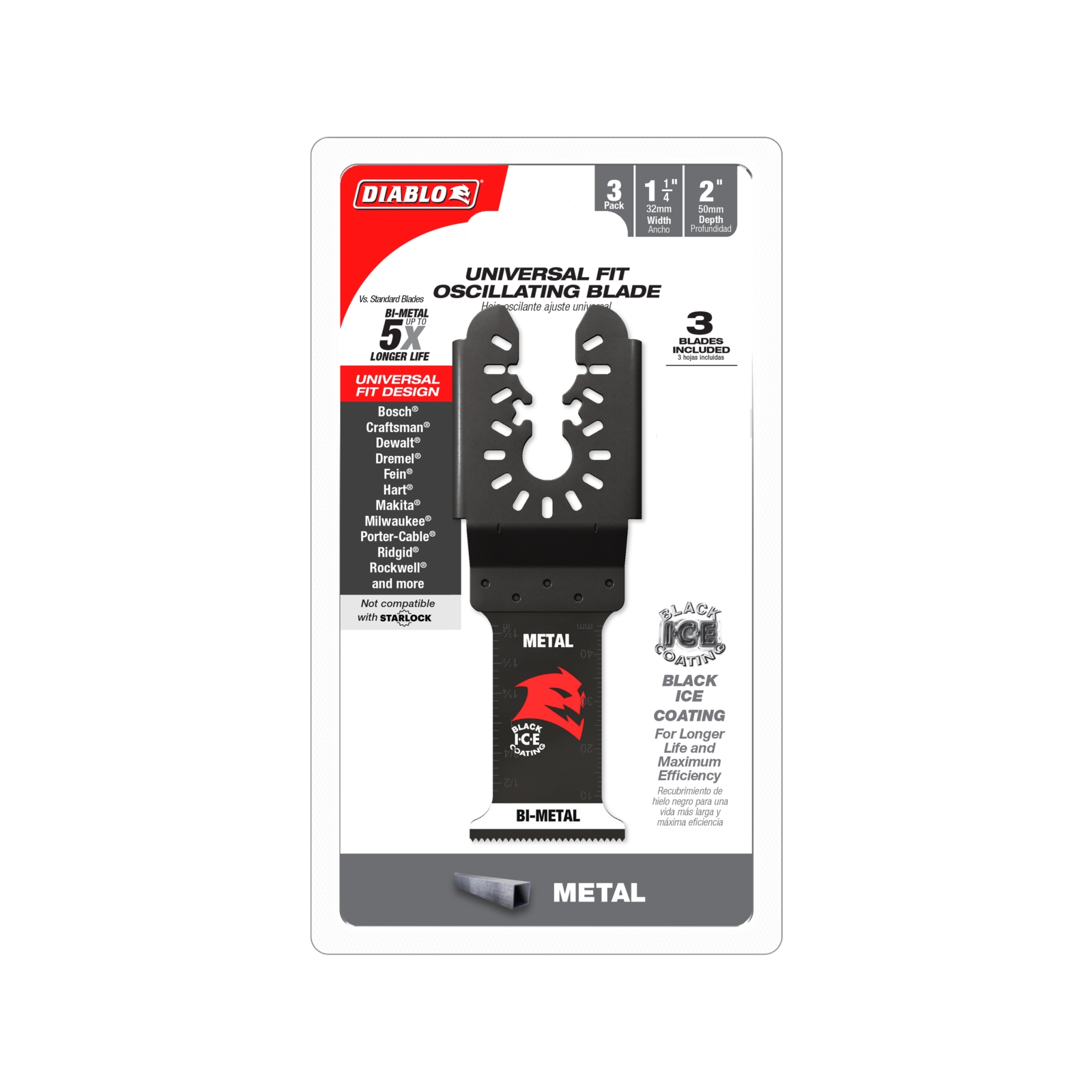 Diablo 32mm Universal Fit Bi-Metal Multi-Tool Blades for Metal, 3 Pack