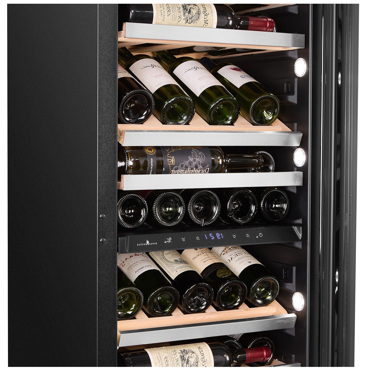 KingsBottle Atelier Duo 86 Bottle Dual Zone Wine Fridge - Black Glass Door - Right Hinge - KB245DX-BK-RHH