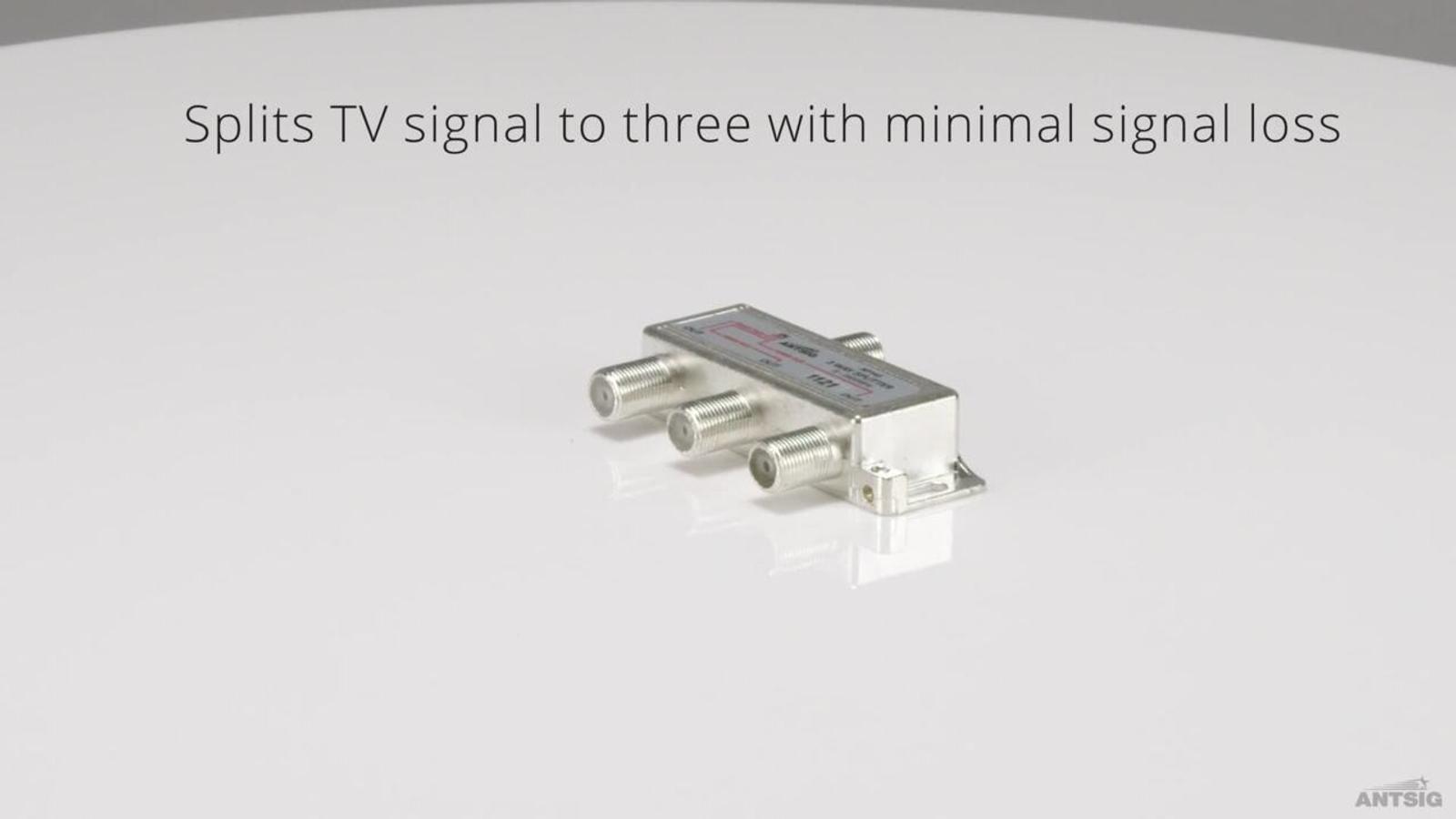 Antsig 3 Way F-Connector Splitter 5-2400MHz Zinc/Aluminium AP143