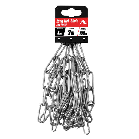Pinnacle 3mm x 2m Zinc Plated Long Link Chain