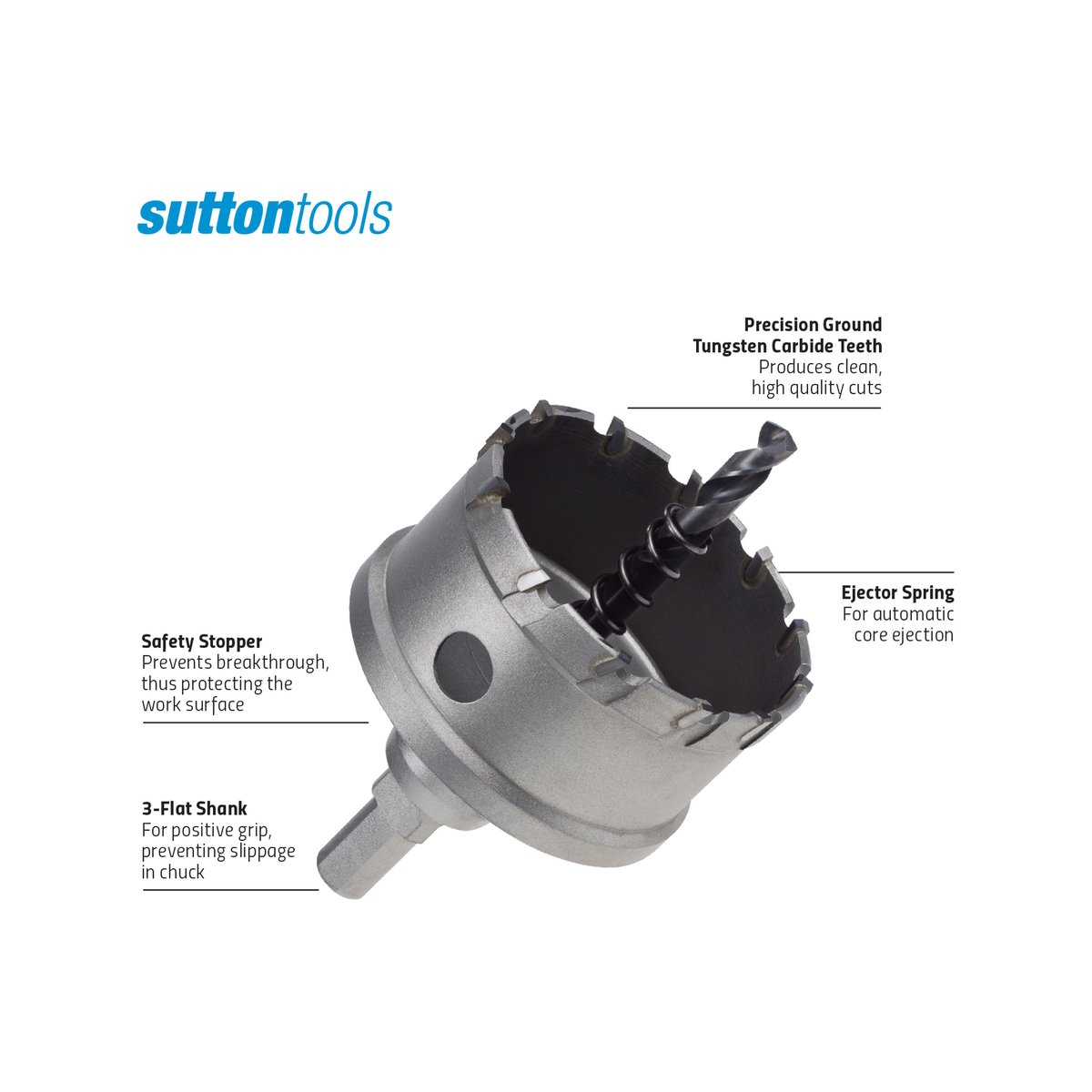 Sutton Tools 50mm TCT Holesaw for Steel, Stainless Steel, Aluminium & Fibreglass