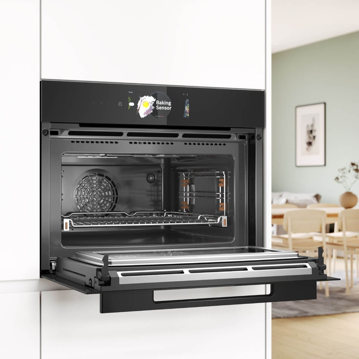 Bosch Series 8 Accentline compact oven with microwave - 45L, pyrolytic cleaning, inverter, black - CMG978NB1A