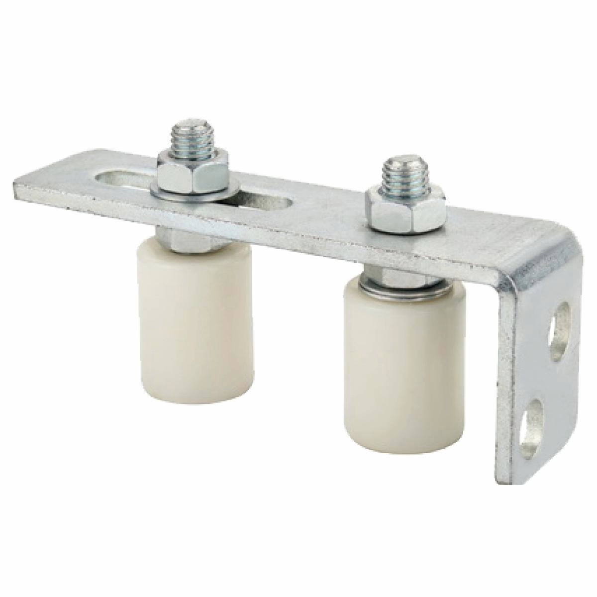 Richmond Dual Roller Gate Guide - White Nylon and Zinc Plated, Double Roller