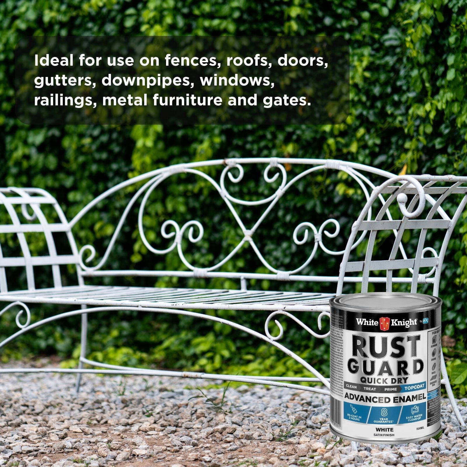 White Knight Rust Guard Quick Dry Enamel 500ml White Satin