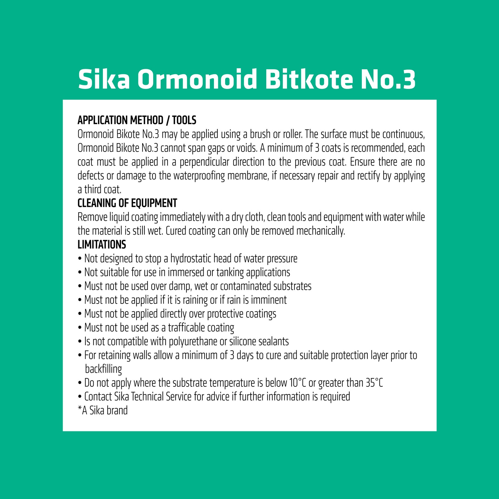 Ormonoid 4L Bitkote No.3 Black Water-Based Waterproof Compound