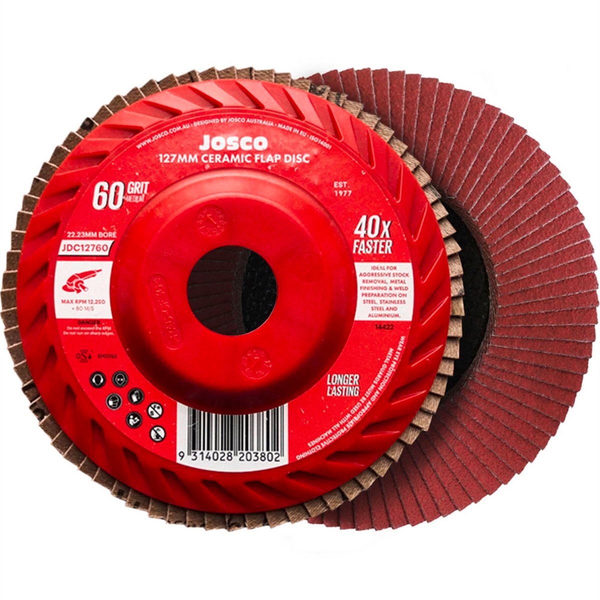Josco 127mm 60 Grit Ceramic Flap Disc for Fast Weld Removal & Grinding