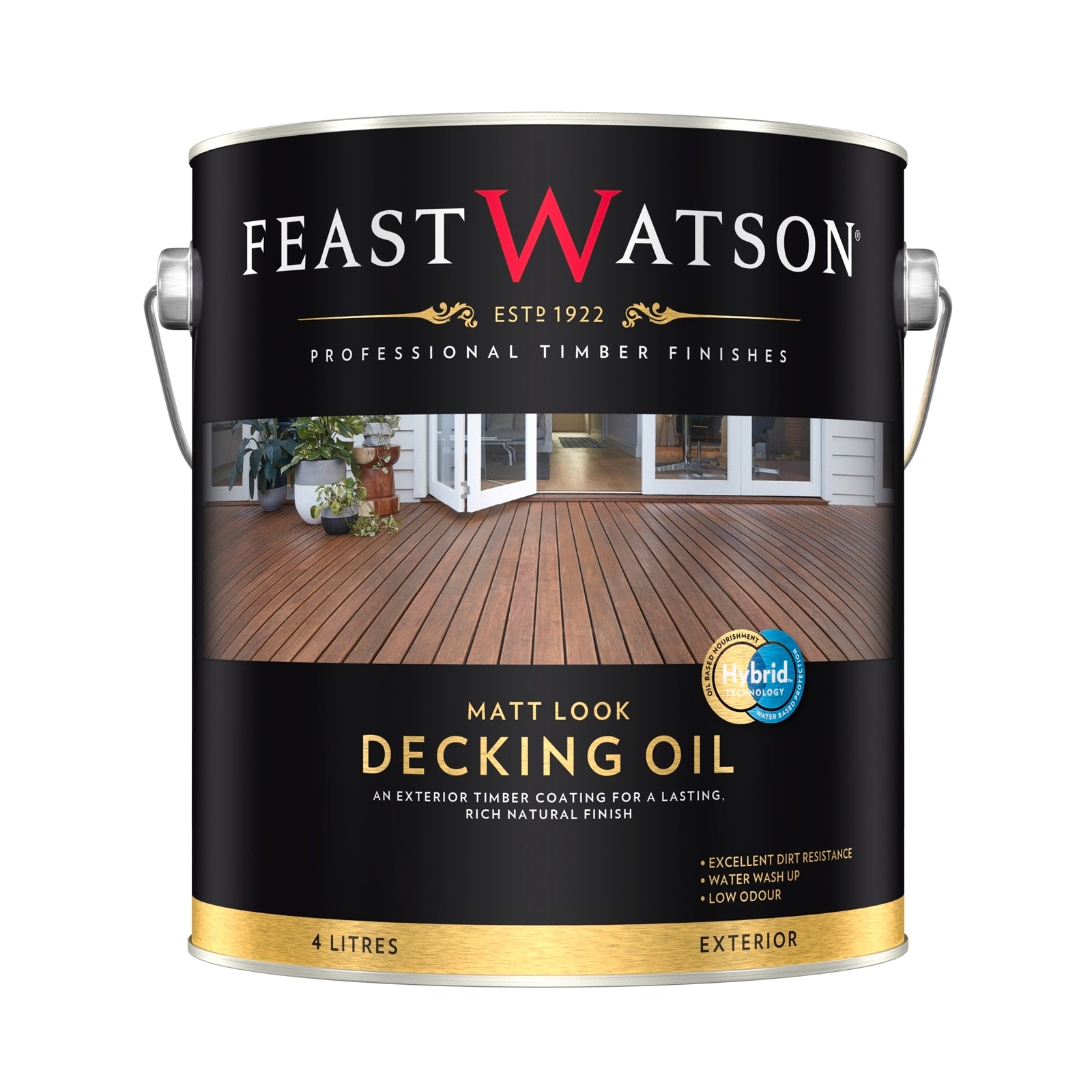 Feast Watson 4L Merbau Matt Look Decking Oil, Water-Based UV Resistant Timber Oil