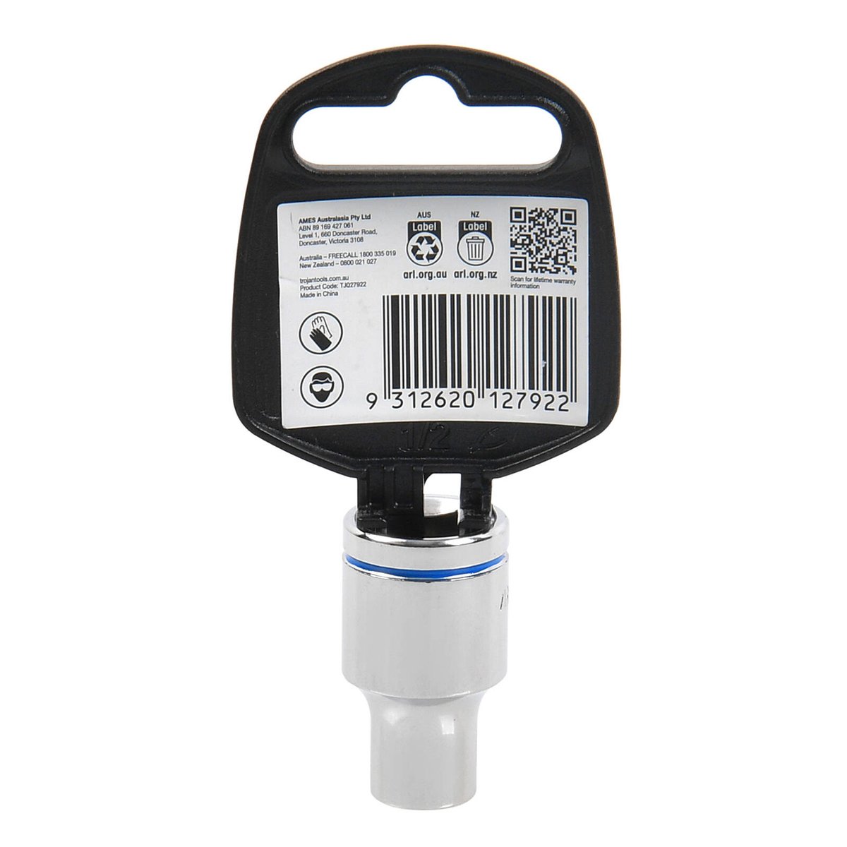 Trojan 9mm Socket 1/2" Drive, Chrome Vanadium 12 Point Metric