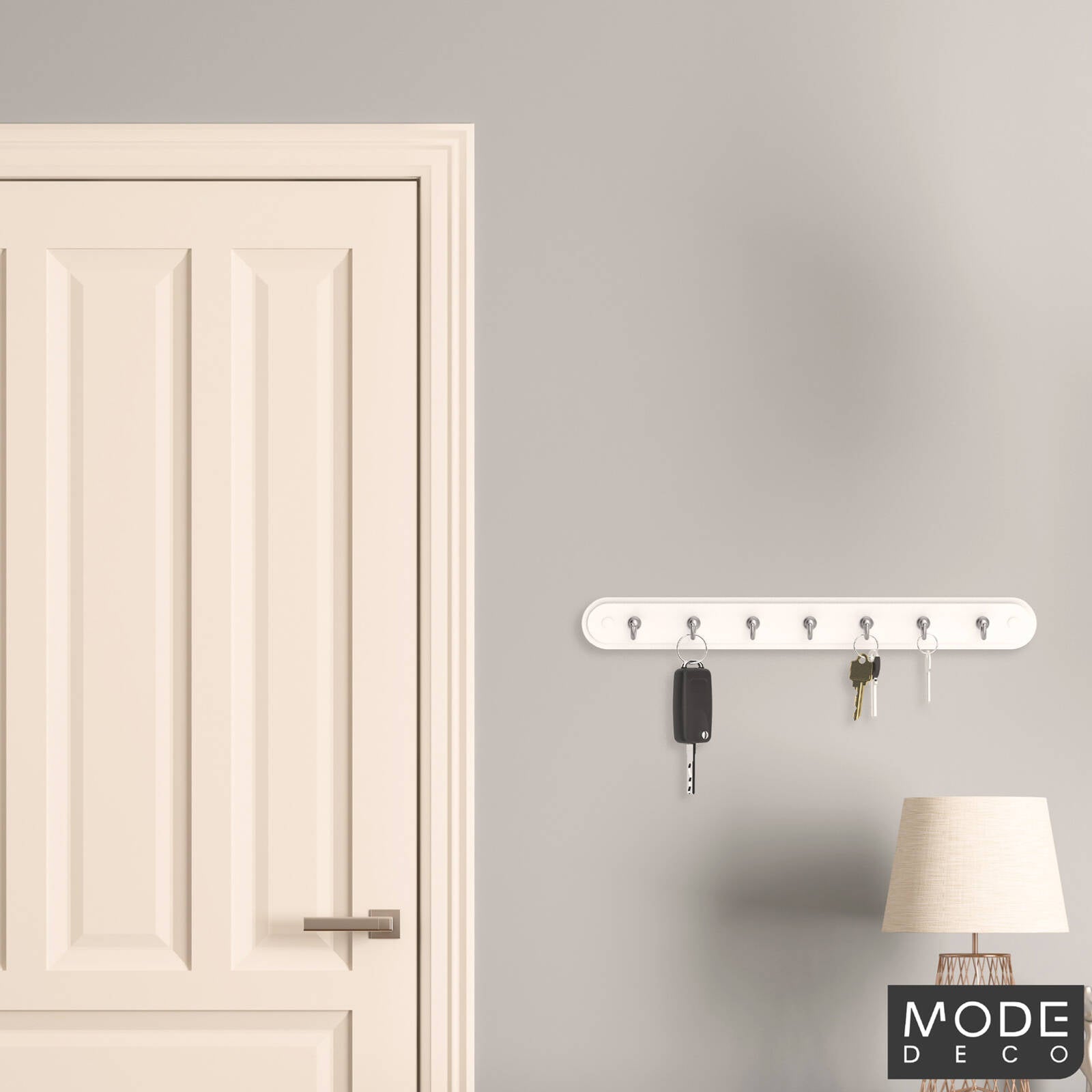 Mode Perma White Key Rack 7 Chrome Hooks