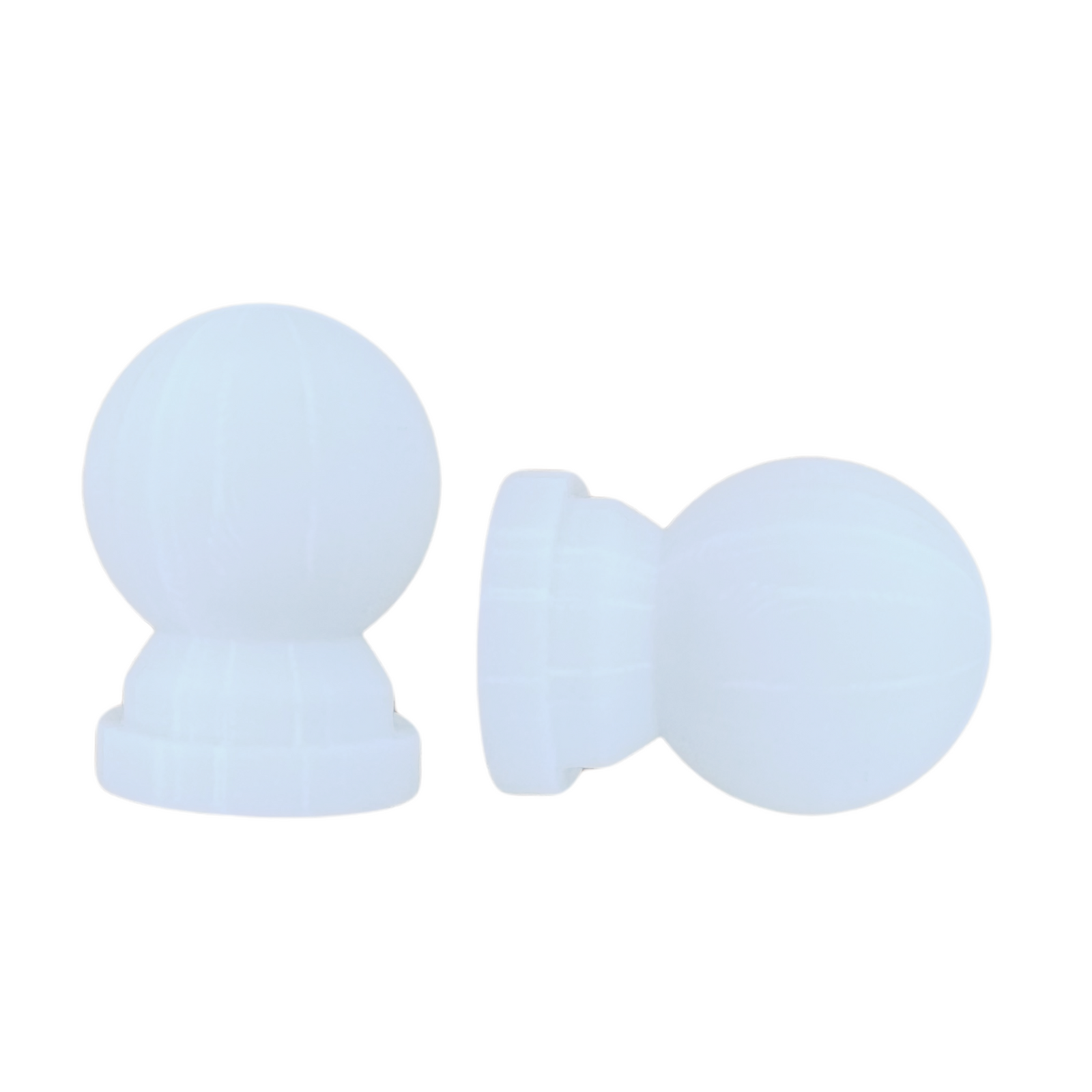 Pillar Products 16mm White Powdercoated Steel Ball Curtain Rod Finials, Pair