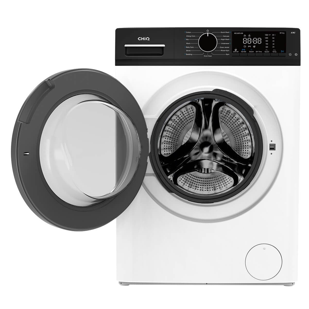 CHiQ 8.5kg Front Load Washing Machine - 577mm Space Pro Depth, 1400rpm Spin, Inverter Motor - WFL85PLSW