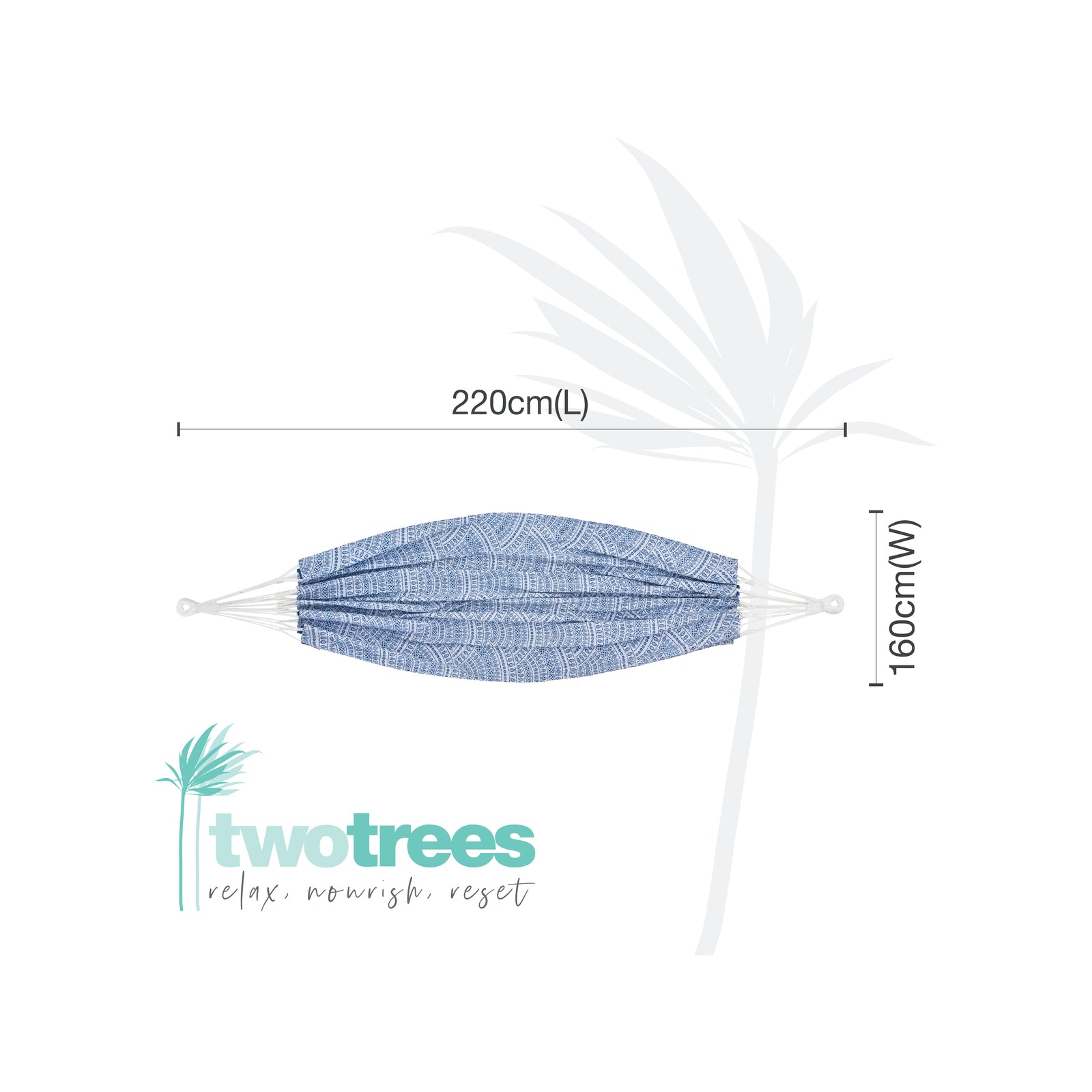 Two Trees Double Cotton Hammock 200kg Capacity Reversible Designs