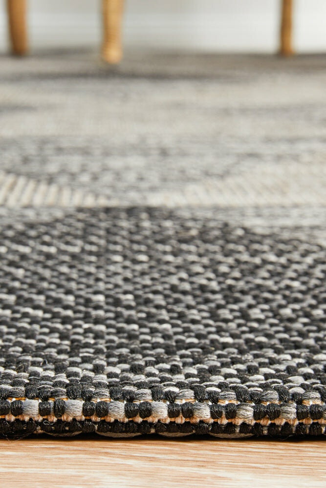 Rug Culture Terrace Extra Large Power Loomed Rug 330x240cm - Black Polypropylene - TER-5503-BLK-330X240