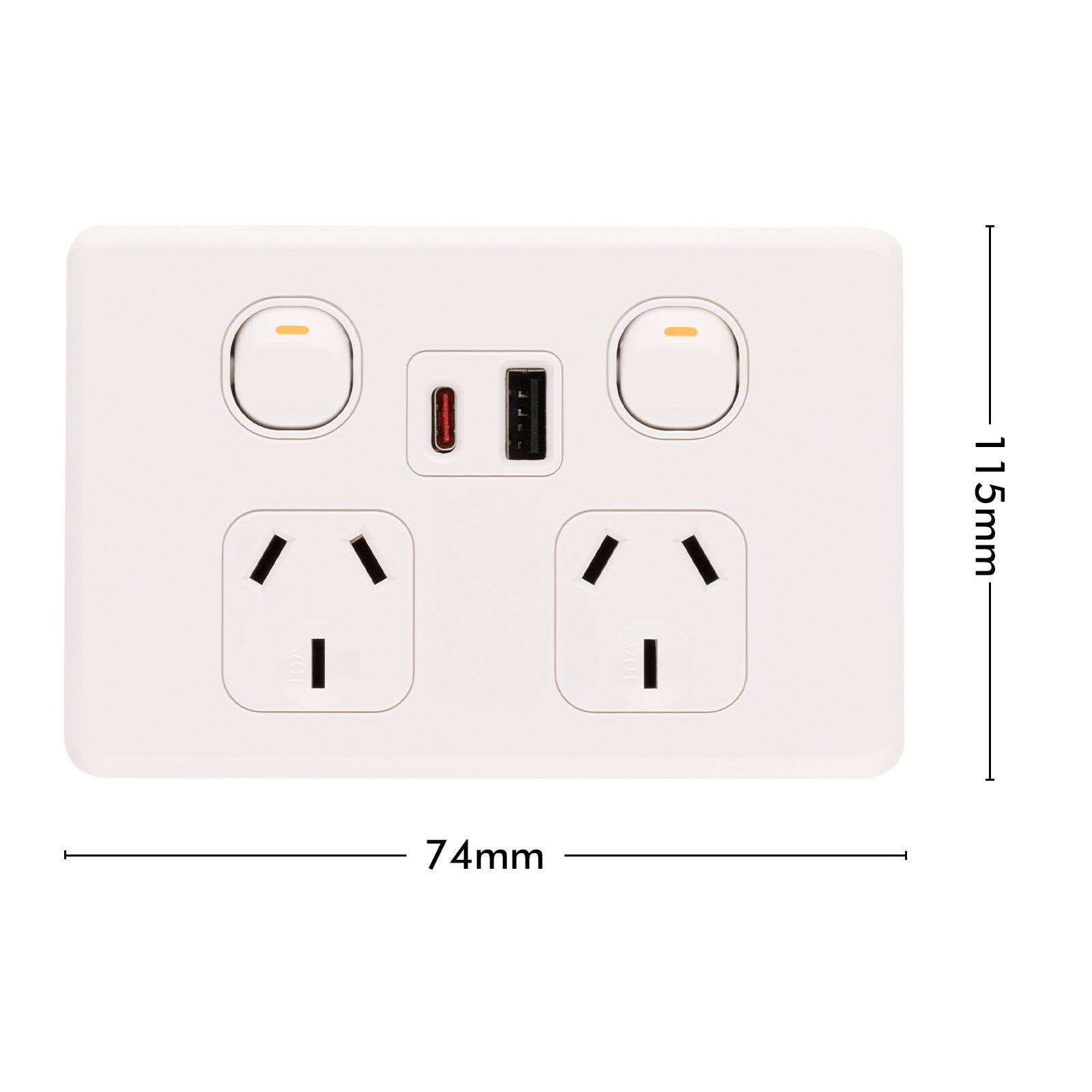 DETA S-line Low Profile Double Power Point with USB-A & USB-C PD20W Fast Charging Indoor