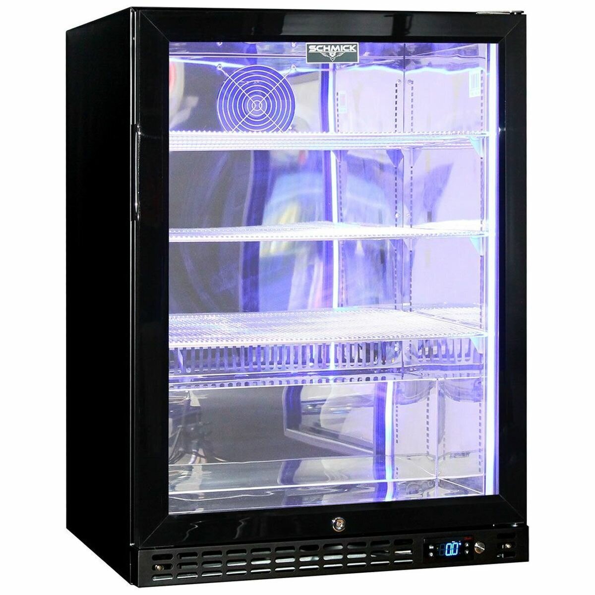 Schmick 140L Glass Door Under Bench Bar Fridge - Matte Black, 9 Star, Triple Glazed - SK156R-B