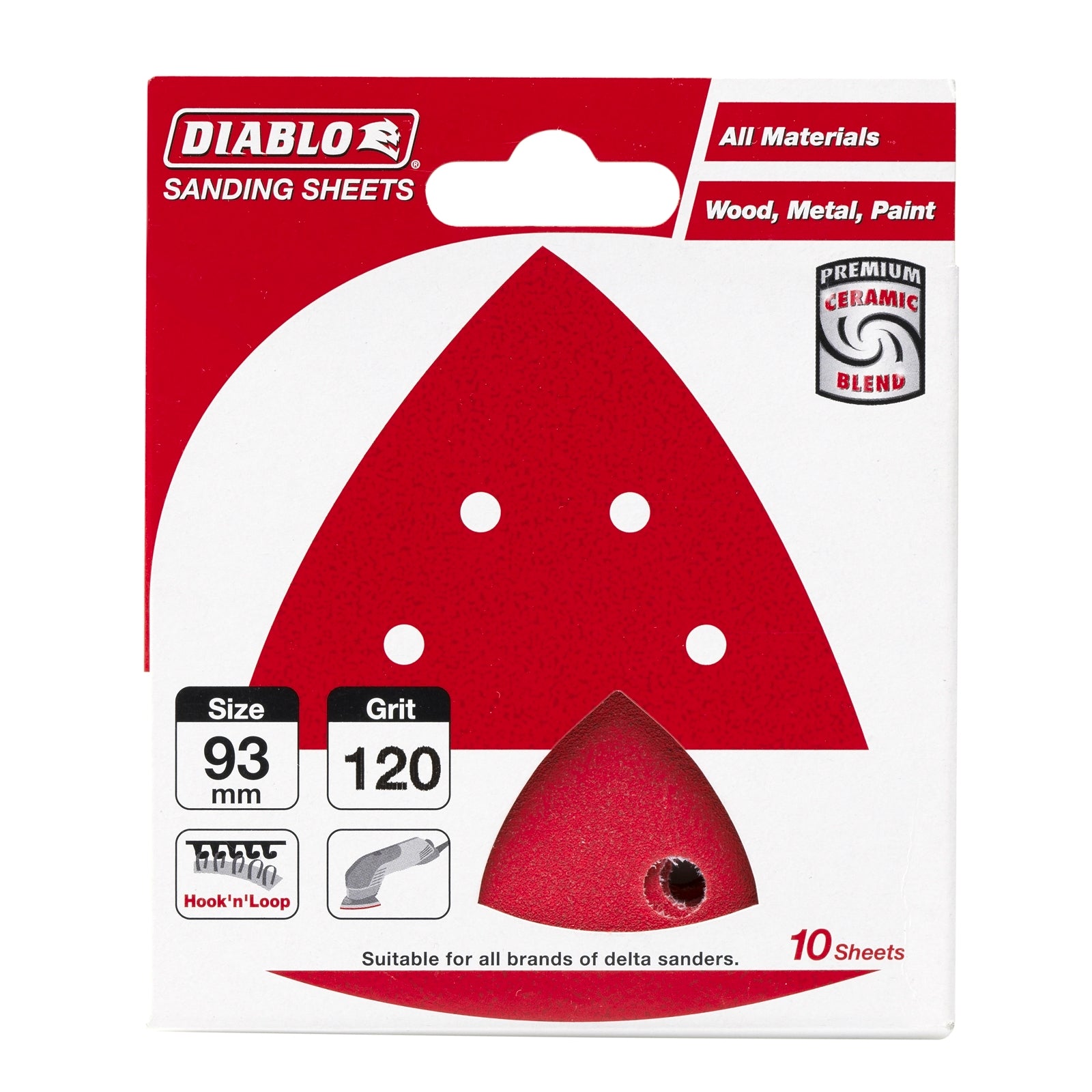 Diablo 93mm 120 Grit All Surface Detail Sander Sheets - 10 Pack