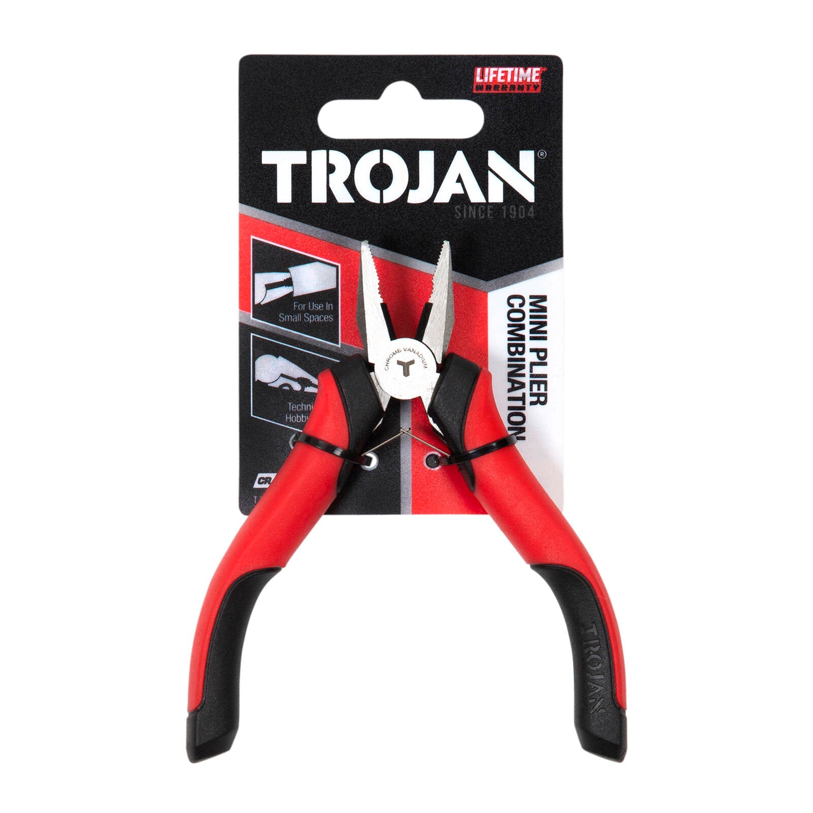 Trojan Mini CRV Combination Plier Red and Black