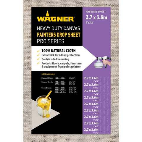 Wagner Heavy Duty Canvas Drop Sheet 3 65m x 2 74m Tear Resistant - SuperSaverAU - view 1