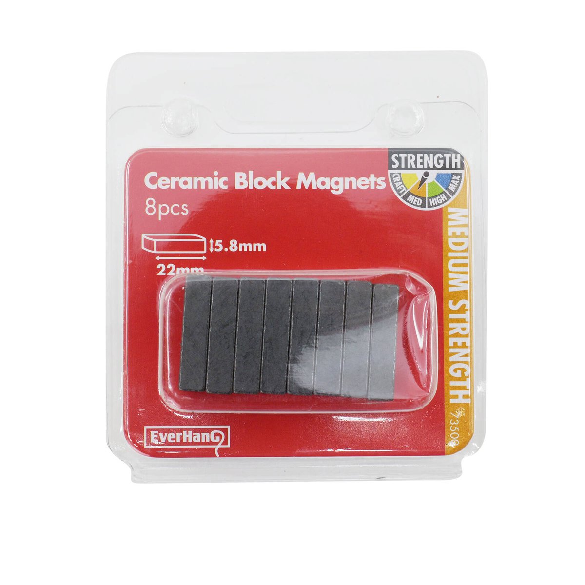 Everhang 22mm Ceramic Block Magnet 8 Pack Ferrite Rectangle