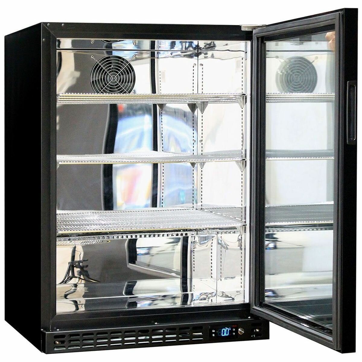 Schmick 140L Glass Door Under Bench Bar Fridge - Matte Black, 9 Star, Triple Glazed - SK156R-B