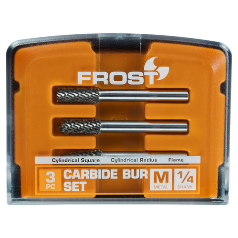 Frost 3 Piece Grinder Accessory Carbide Burr Set, Double Cut