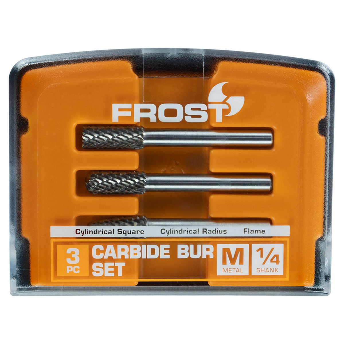 Frost 3 Piece Grinder Accessory Carbide Burr Set, Double Cut