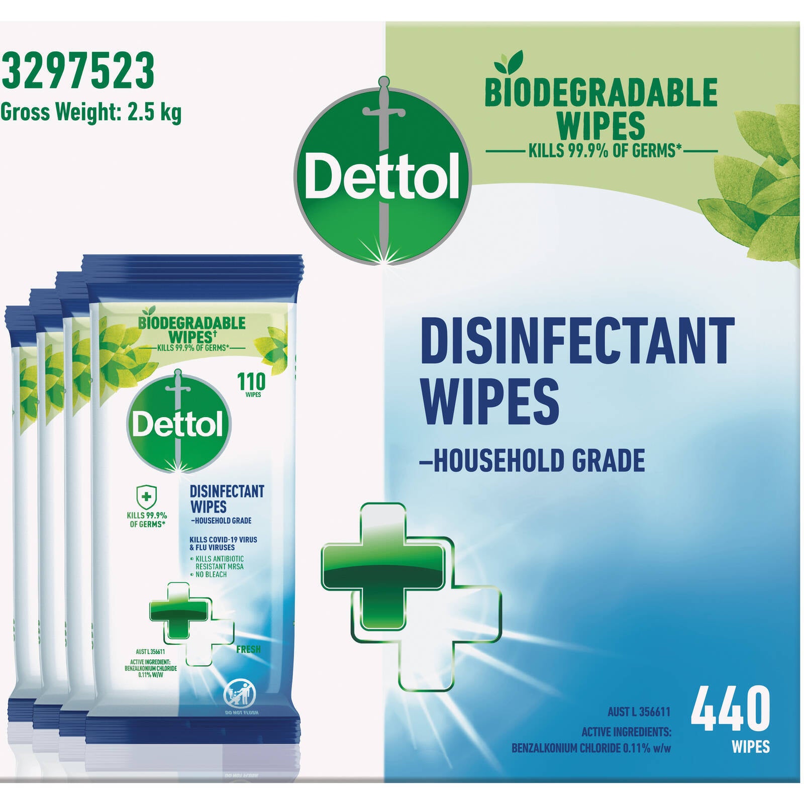 Dettol Multi-Purpose Disinfectant Cleaning Wipes - 440 Pack