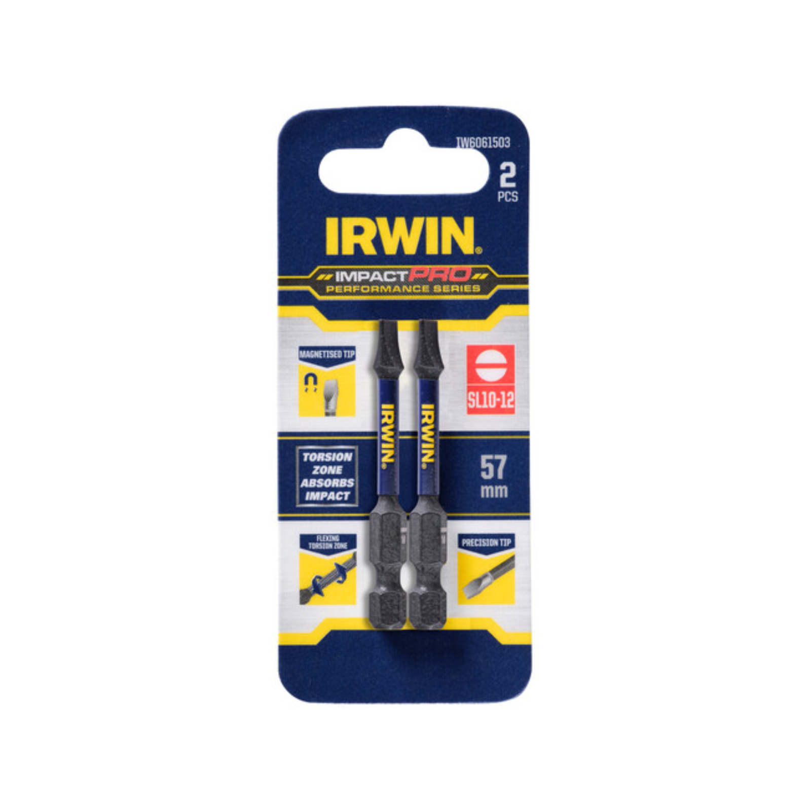 Irwin Impact Pro Performance 57mm SL10-12 Screwdriver Bit 2 Pack