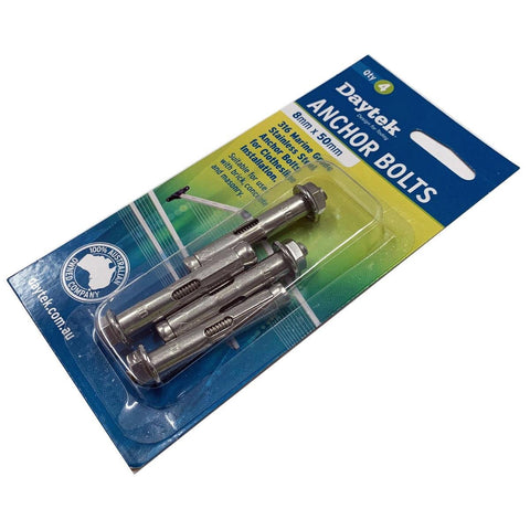 Daytek Stainless Steel Clothesline Anchor Bolt 8 x 50mm - 4 Pack - SuperSaverAU - view 1