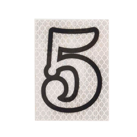 Sandleford 80mm Silver Night Shine Self Adhesive Reflective House Number 5, Polycarbonate