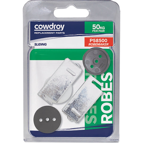 Cowdroy Galvanised Steel Track Access Robemaker Components Pack, Suits 40kg Doors, 2 Pack