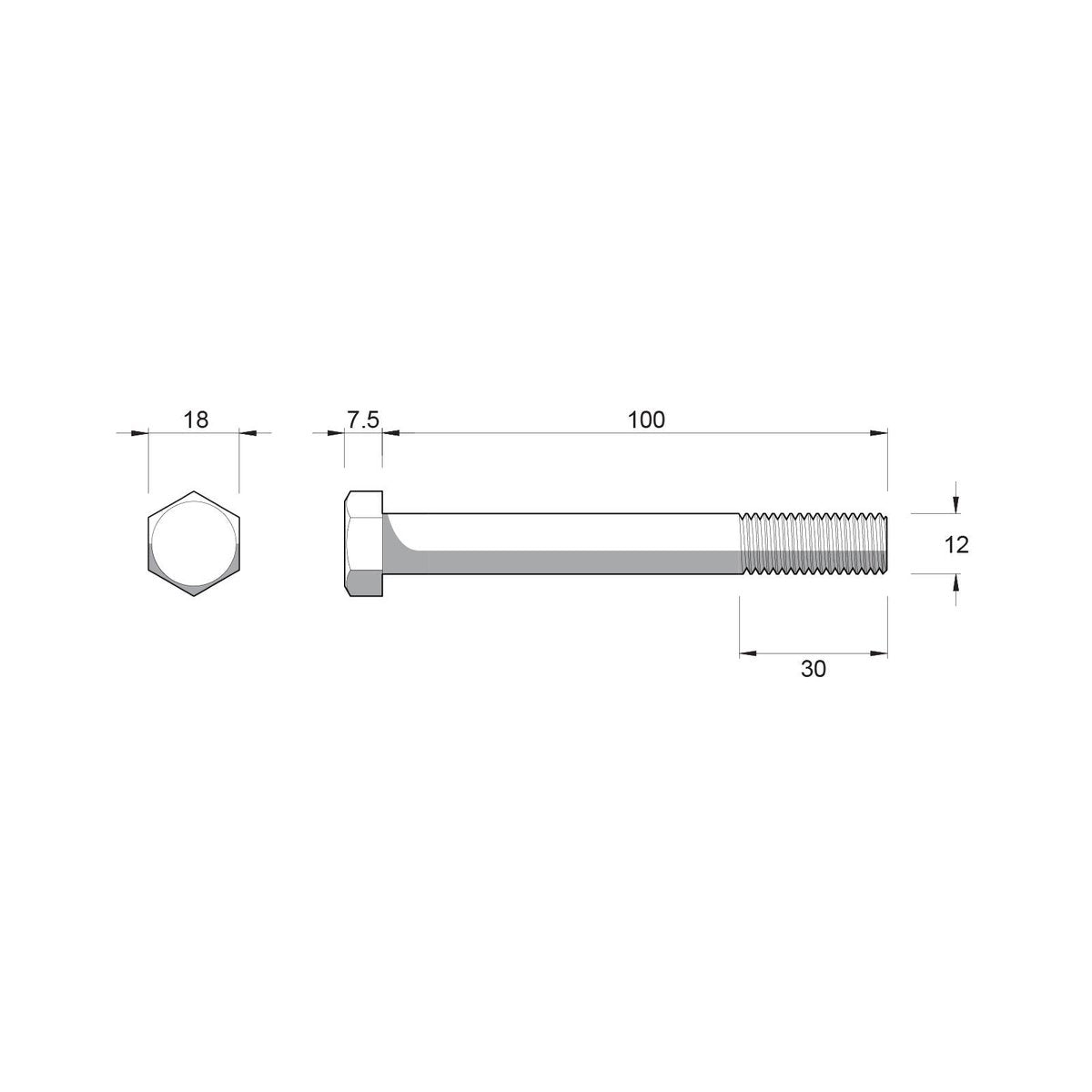 Zenith M12 x 100mm Stainless Steel 304 Hex Head Bolts and Nuts