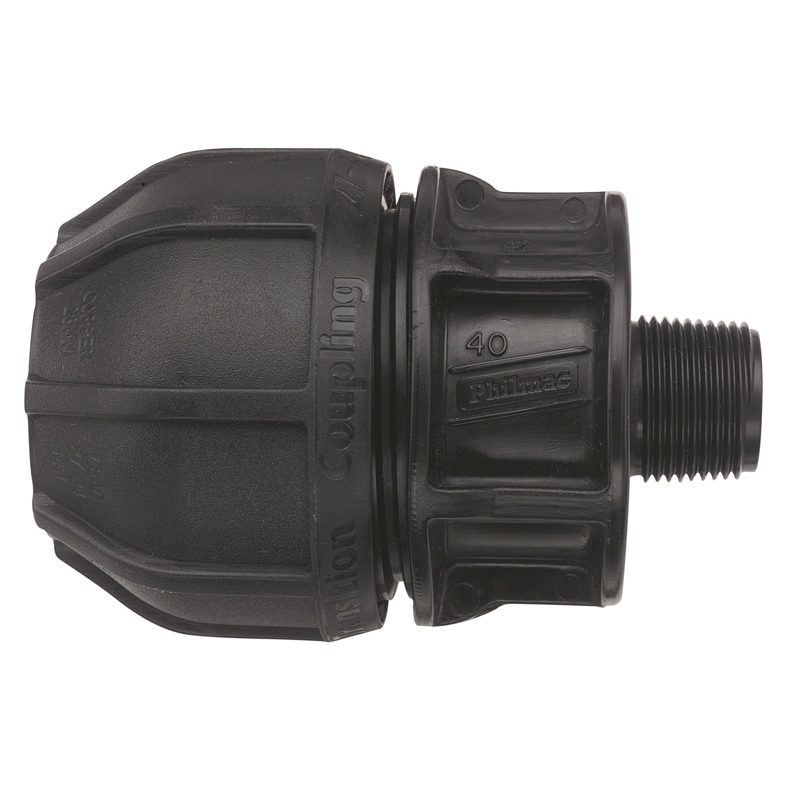 Philmac 15-21mm x 3/4" Universal Transition Coupling Male BSP Pipe Joiner Black