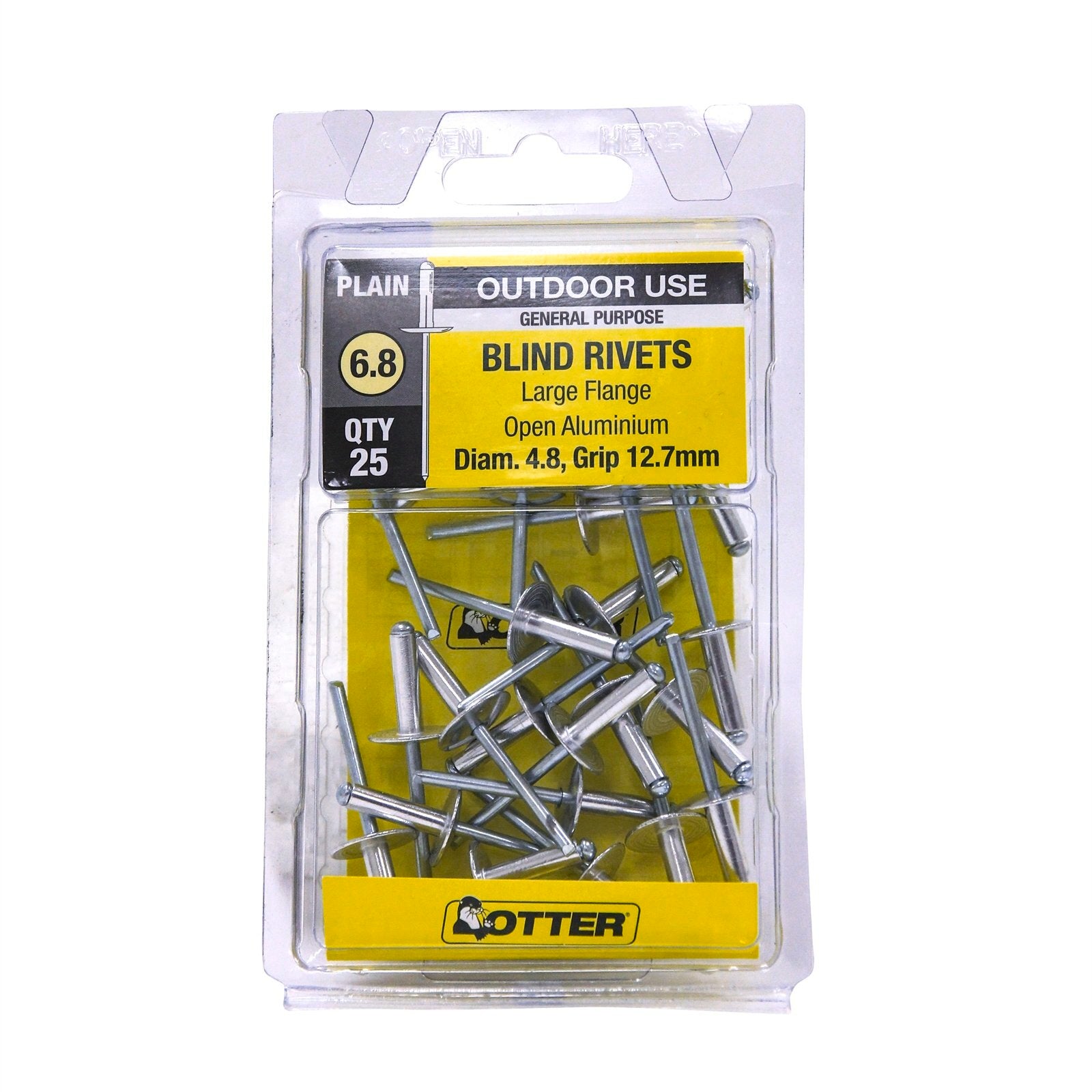 Otter 4.8 x 12.7mm Large Flange Aluminium Rivets 25 Pack