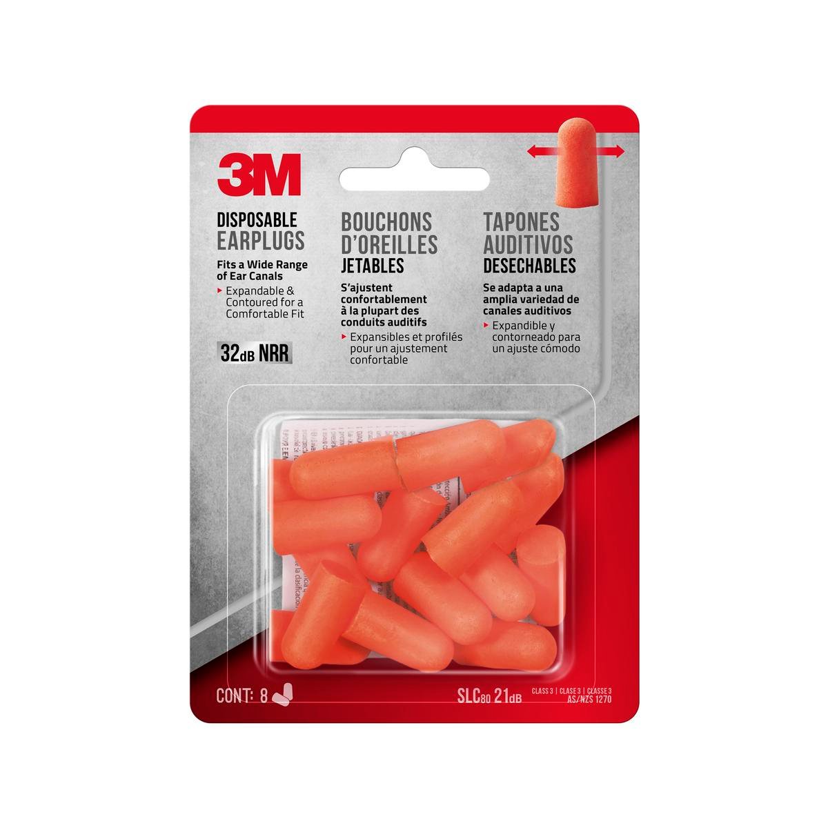 3M Disposable Foam Earplugs - 8 Pairs